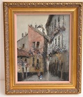 European Town Original Oil Painting, by M Ortega