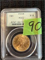1901 MS62 $10 gold coin