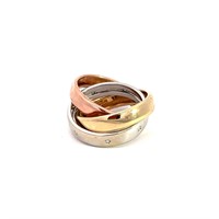 14K YELLOG/WHITE/ROSE GOLD ROLLING RING 0.05CT DIA