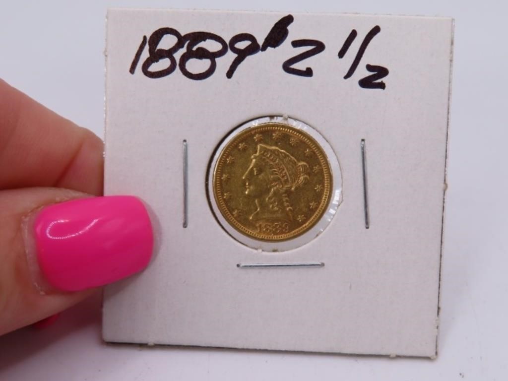 1889 US 2.5Dollar RARE Liberty Head Gold Coin