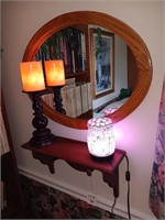 Mirror 2 lamps and a shelf