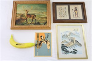 Orig. Signed "Stag" OOC, Asian & Egyptian Prints+