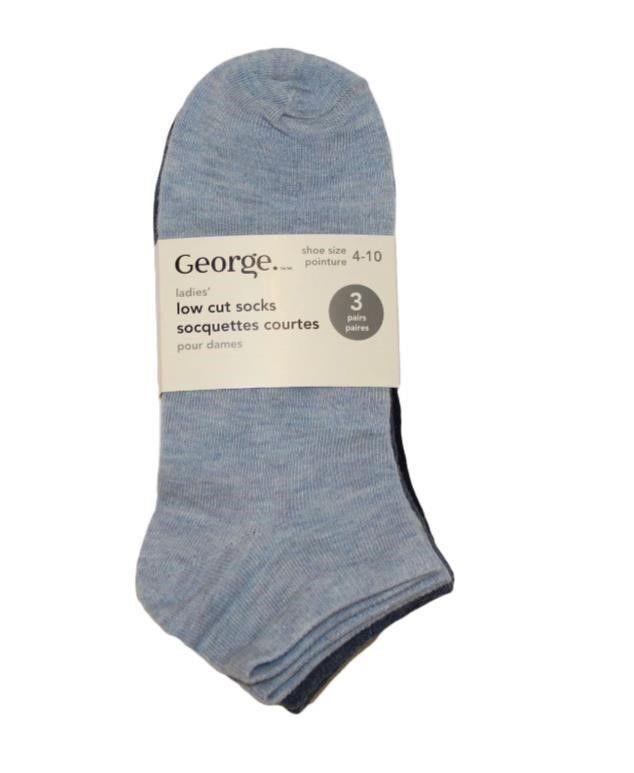 $18-SIZE 4-10 6 PAIRS GEORGE LADIES BASIC LOW CUT