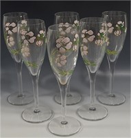 VINTAGE PERRIER JOUET SET OF 6 CHAMPAGNE FLUTES