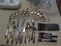 Antique wood handle forks & knives, also plated