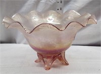 Pink Depression Glass Candy Serving Bowl Footed