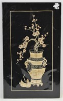 Chinese Fiber Art of Flowering Plant in Vase