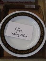 6 Pyrex plates, Ebony pattern 9"