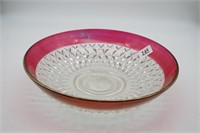 Ruby Red Flash Diamond Point Round Bowl