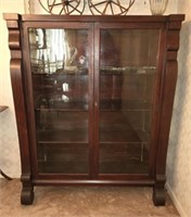 Antique Empire Glass Front Display Cabinet