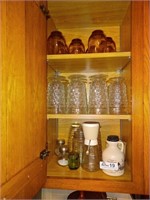 3 shelves of Glassware, 12 footed tumblers