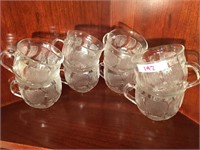 Set of 8 Arcoroc France Crystal Cut Glasses