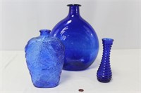 Cobalt Vases Collection of 3