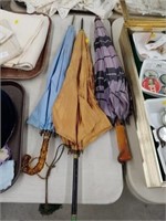 Vintage Antique Parasol & (2) Earlier Umbrellas