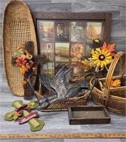Fall Items- Framed print, Baskets, Grapevine