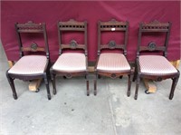 Set Of Four Ornate Eastlake Walnut Chairs
