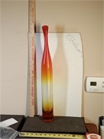 22.5" Tall Amberina Empoli Glass Bottle Vase