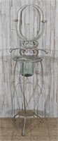 Vintage Metal Washstand with Blown Glass Bowl