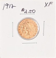 1912 Indian $2.50 Gold Coin XF