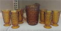 AMBER GLASS DRINK SET - NOTE: IN THE PHOTO THE