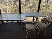 Two Metal Chairs and Outfoor Patio table