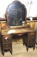 Walnut vanity dresser 1930s 48in wide