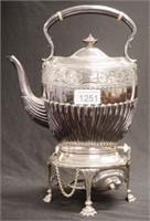 Victorian silver plate spirit kettle on stand