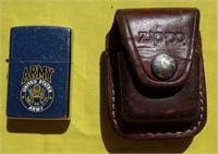 US Army Zippo Lighter & Zippo Leather Case
