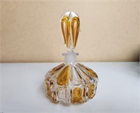 Vtg Art Deco LG Flashed Amber Perfume Bottle