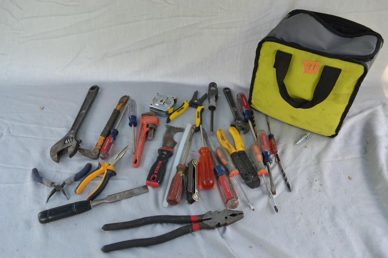 91: tool bag with assorted hand tools