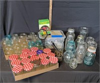 Assorted Canning Jars, Atlas Jars, Cup Press
