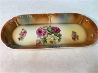 Floral Tray By Antonn Mehlem Germany, 13.25in Long