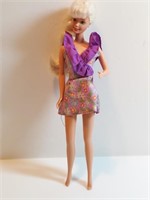 1976 Barbie Doll In Purple Green White Floral