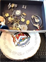 Canada Plates(London) & Vtg Pins, Some Military