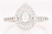 .40 Ct Diamond Double Halo Pear Cut Ring 10 Kt