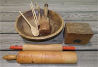 Kitchenware: Wood Bowl, Rolling Pins