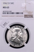 1962 D NGC MS63 FRANKLIN HALF DOLLAR