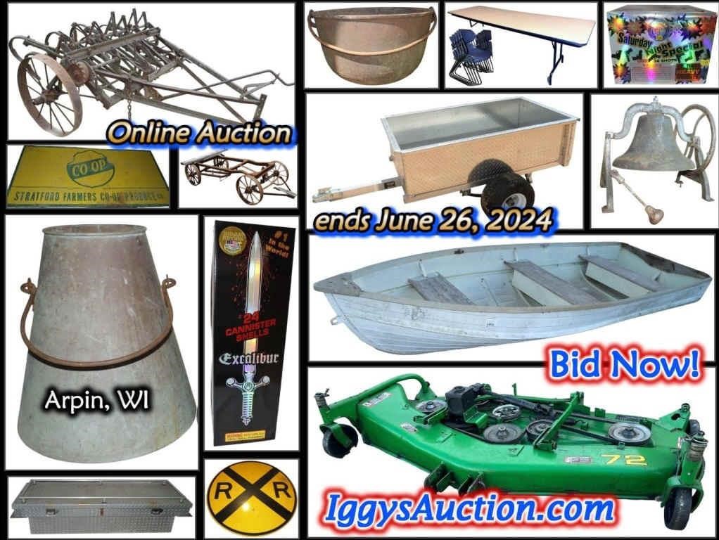 Equipment, Fireworks, Signs & Antiques Auction ends June 26, 2024