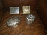 Lot of 4 silver plated trinket boxes