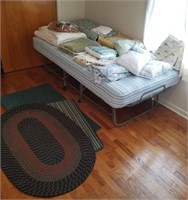 Large Lot Linen Rollaway Bed and Throw Rugs