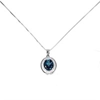 Natural London Blue Topaz Necklace