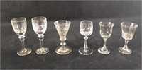 6 Assorted Crystal Glass Sippers Port Sherry Glas