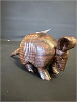Hand carved wooden armadillo figure 6" Long