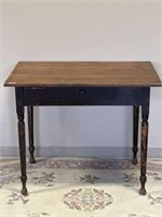 Antique rustic hardwood, one drawer table