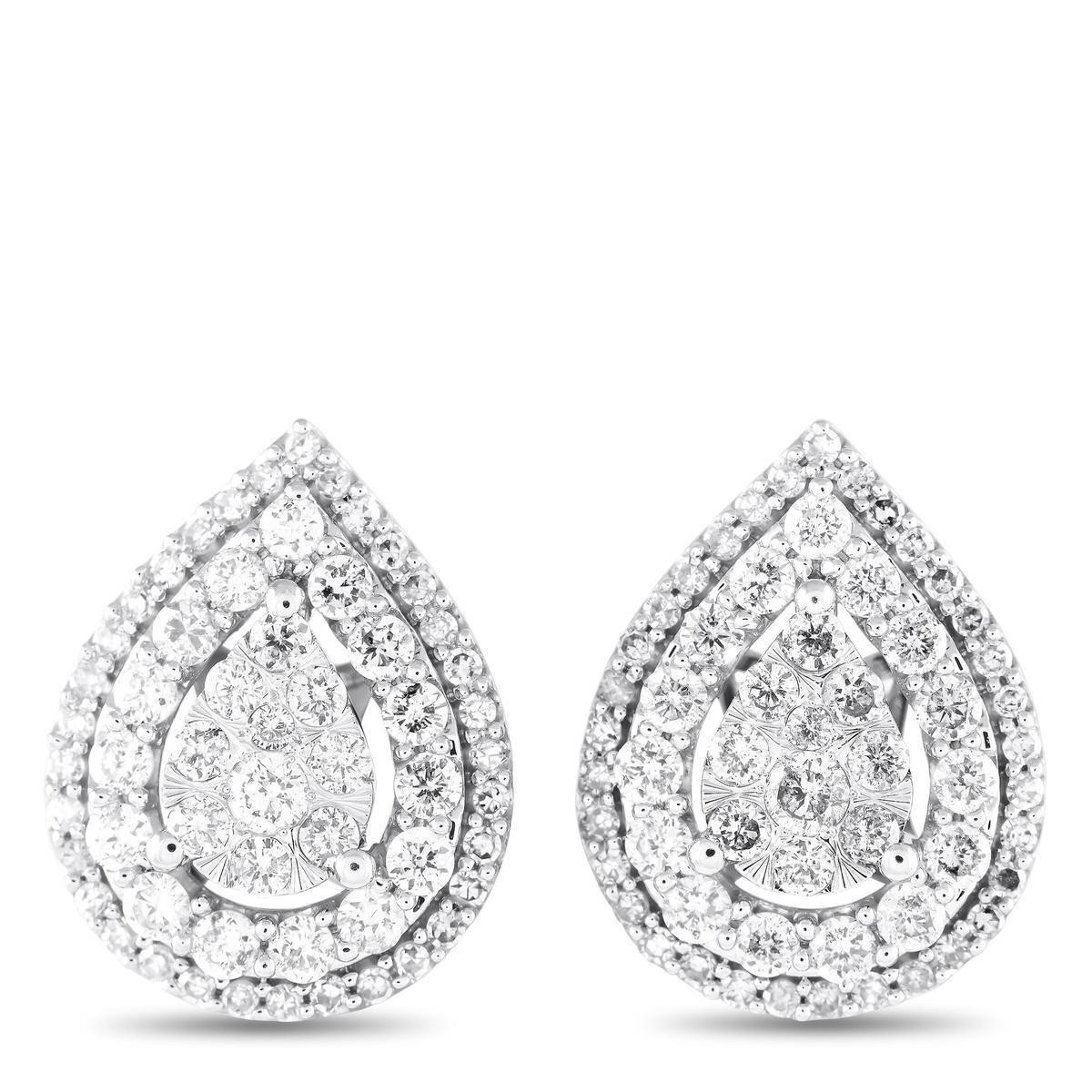 14K White Gold 1.0ct Diamond Earrings