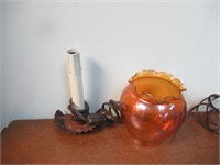 Primitive Night Light and Amber Vase
