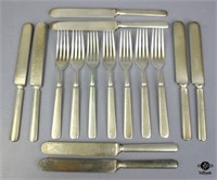 R. J. Litschert Silver Plate Knives & Forks 15pc