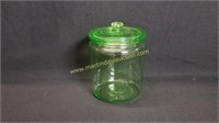 Vintage Vaseline Glass Jar With Lid