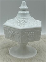 Imperial Glass Co. Milk Glass Footed Candy Dish