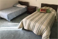 703 - PAIR OF TWIN BEDFRAMES, MATTRESS, 1 NIGHT